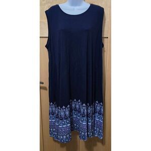 Style & Co Womens 3X Sleeveless Dress Floral Bohemian Print Stretchy Fabric Casu